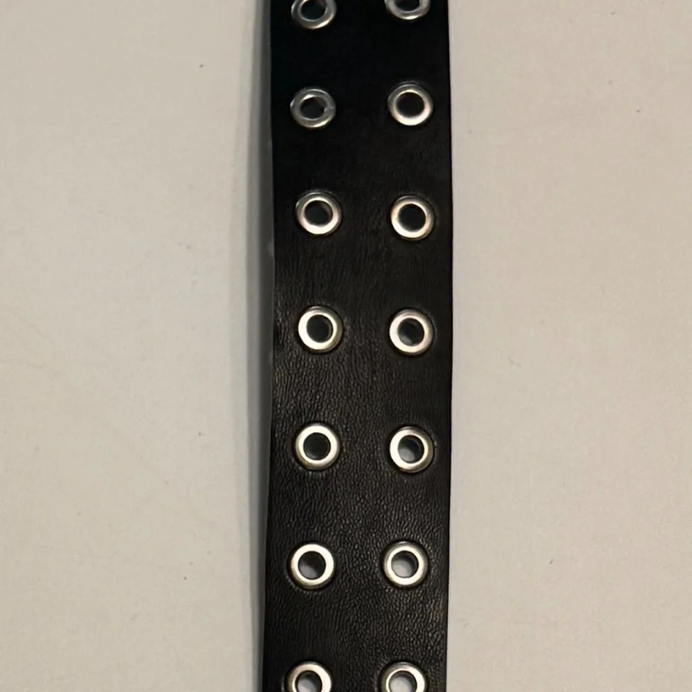 Girls 34 Inch Adjustable Black Grommet Belt Modern Garage Grunge Punk Emo Belt